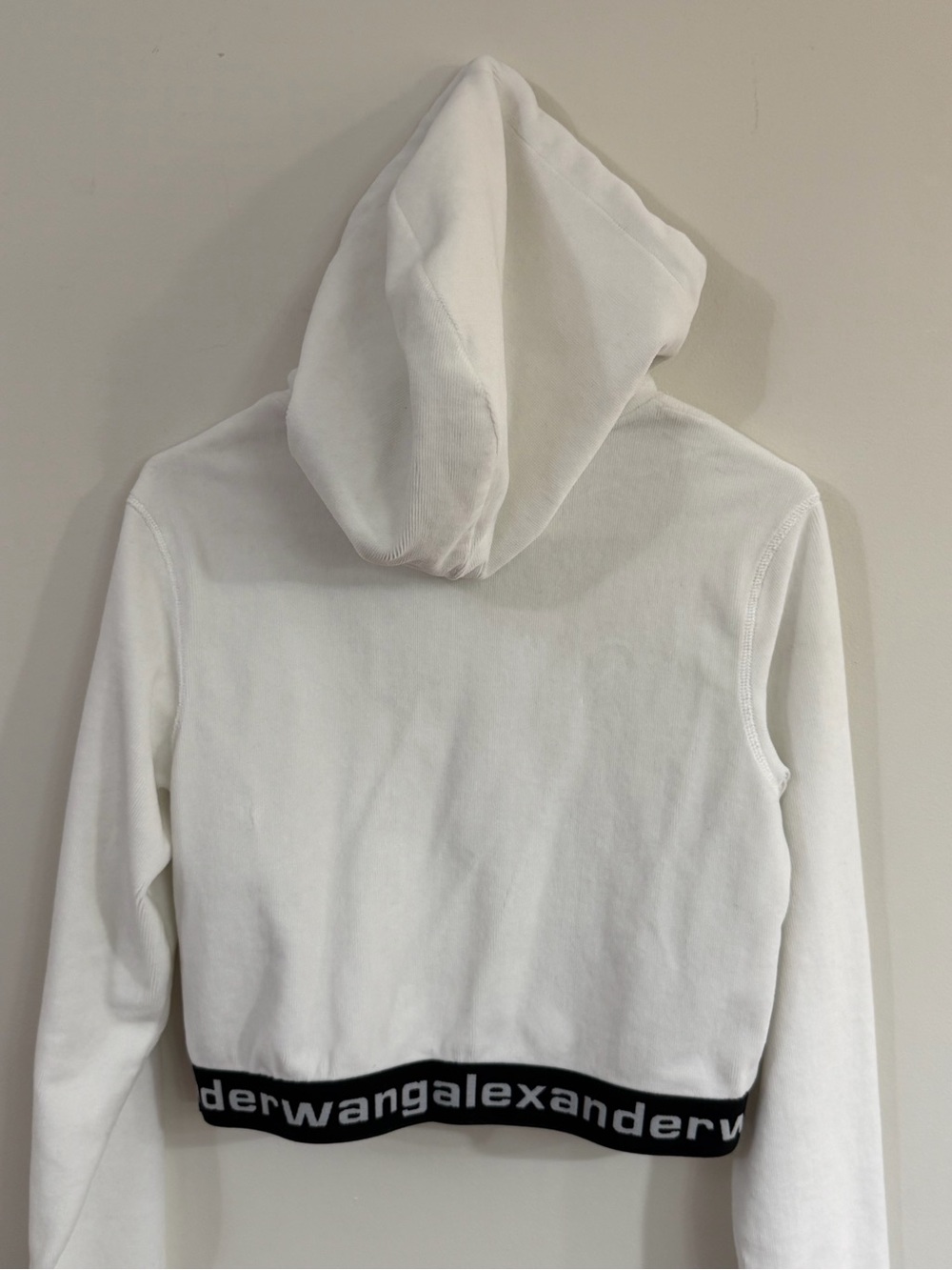 Alexander Wang Women’s Medium Cropped Logo Hoodie White Terry Cloth Athleisure - Picture 8 of 13